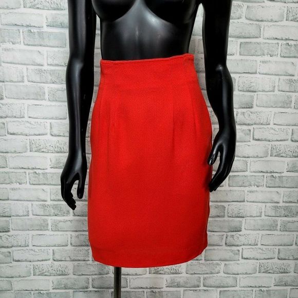 Vintage 80s Sunny Names Womens 4 Red High Waisted Aline Mini Skirt Career Casual - Picture 1 of 6